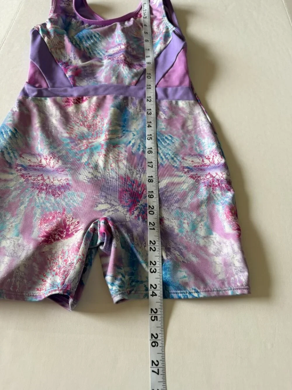 Cat & Jack purple multi tank style leotard, criss cross back, size L (10-12)
